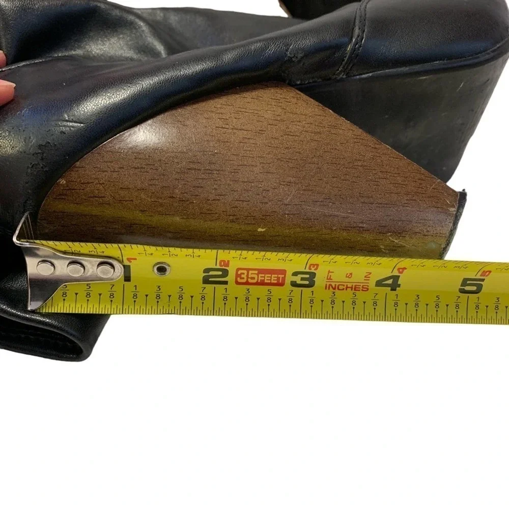 Brand Black knee high black boots with side zipper